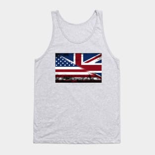 Sliced American flag and UK  flag distressed Tank Top